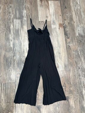 aerie Black Wide-Leg Jumpsuit with Tie front and adjustable straps